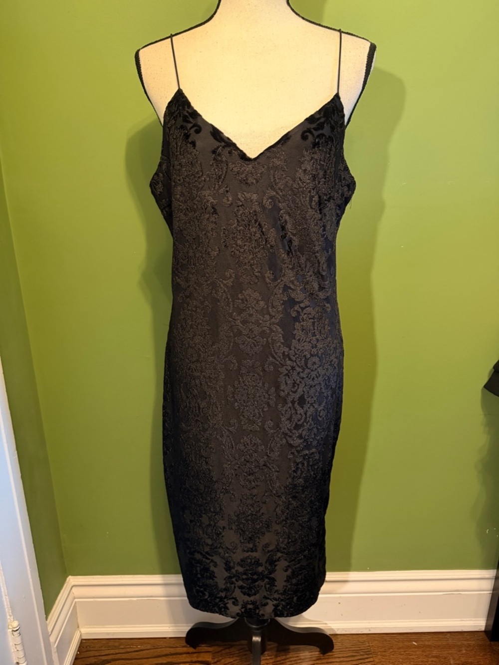 Revamped Black Satin Slip Cami Dress